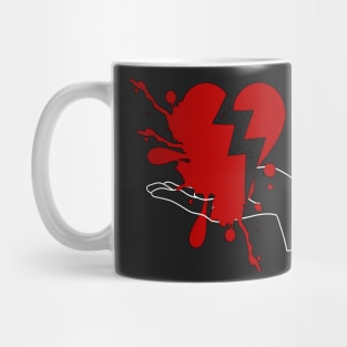 Broken heart art with blood spatter effect Mug
